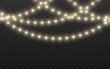 © dedstock - Christmas LED string lights garland isolated on transparent background. Color festive bulbs for holiday decoration use. Vector graphic element.