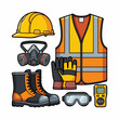 © ata - Construction worker safety equipment collection for protection.