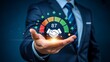 © millennium - Customer satisfaction score concept with handshake and performance rating