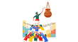© crf - People gather around a cultural celebration with a person on top holding a pot.