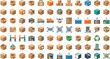 © MdBarat - Cardboard box delivery logistics shipping vector icons mega set with modern warehouse cargo transport package distribution elements