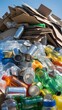 © Kitta Studio - Pile of Recycling Trash Items Including Cardboard Papers and Aluminum and Plastic Cans and Bottles