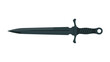 © Mitchell - Sleek black tactical dagger with a grooved handle and a sharp pointed blade is shown in a clean side view for combat and utility themes.