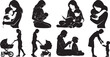 © MdMaidul - Mother and child silhouettes a collection of maternal care scenes