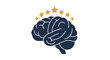 © Tamara - Minimalist Brain Illustration with Gold Stars - Concept for Intelligence, Intellectual Excellence, Brainpower, and Cognitive Success