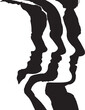 © Curto - vector, Overlapping silhouette of male and female faces