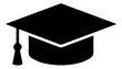 © Roushon - Solid black graduation cap icon representing academic achievement and education isolated on white background with graduation, mortarboard
