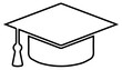 © Roushon - Minimalist black outline icon of a graduation cap representing education and academic success with graduation mortarboard education
