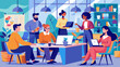 © 2025 - Office workers collaborating, modern team meeting, business people vector, diverse coworkers