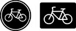 © SarfarazAhmed - Two white bicycle icons on black background, one in circle and one in square, symbolizing eco-friendly transportation and cycling.