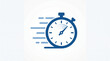 © Danar - Minimalist blue stopwatch icon design featuring horizontal motion lines that indicate high speed and efficiency displayed on a clean white background for professional business productivity and time ma
