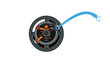 © Marlon - Irrigation sprinkler mechanism spraying water in a curved arc motion summer season object
