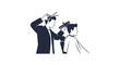 © muhammad - Barber cutting man's hair with scissors and comb, close-up illustration
