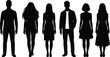 © MDMizanur - Group of young diverse people standing together black silhouettes collection casual and smart clothing isolated on white background