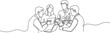 © supasup - Single Line Art Drawing of Business Team Meeting and Analyzing Growth Data Illustration