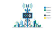 © kondang - 5G billboard signage in modern eco-friendly city.