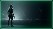 © jolie - Futuristic soldier in dark sci-fi environment with neon frame