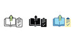 © saijid - Open book with green arrow upward and checklist clipboard icon representing learning progress and task completion vector graphic