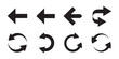 © Modern - Set of black refresh and rotating arrow icons for website navigation and user interface systems.