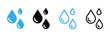 © MD LIAKAT ALI - Water drops icon set with minimal droplet illustrations, fresh aqua symbols for hydration, climate, and digital interface applications.