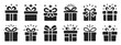 ©    - Holiday gift shine icon set collection, Christmas present silhouettes with sparkle effects, vector illustration on transparent background.