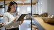 © Rasyid - A woman in a museum uses a tablet to scan artifacts on a shelf, showcasing modern technology in historical preservation.