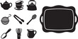 © Crafluent - Black kitchen utensils and dishes silhouette set