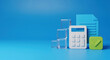 © Alexandr Peers - Tax filing services need a calculator and approved invoice scene for bookkeeping firms, payroll apps, expense reports, audit preparation and small business accounting pages with copy space