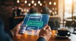 © Arafat Design Lab - Business Person Using Digital Tablet for Loan Security in Modern Cafe Setting