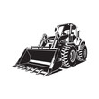 © MdNuruzzaman - Black and white illustration of a front loader tractor
