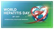 © iqrastockwork - World Hepatitis Day Globe Liver Red Ribbon Heart International Healthcare Awareness Design