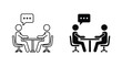 © Ryan - Business people meeting at office desk icon: Clipart, sticker - icon set - Line and glyph solid icon and logo template