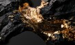 © TheoTheWizard - Abstract mineral texture with golden fissures on black stone