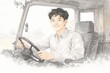 © アオイハチドリ - トラック運転手のイラストillustration of track driver (Japanese)