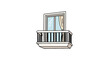 © herdi - Modern balcony with glass window and interior curtain