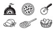 © antor - Authentic italian pizza and pizzeria equipment icons with restaurant pizzeria culinary preparation commercial fastfood authentic traditional catering