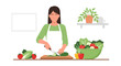 © prastowo - Woman preparing fresh salad with cucumber and vegetables in kitchen