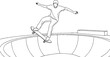 © Welai - Skateboarder performing trick at concrete skate bowl.