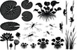 © MD. MASUD R ANA - Aquatic Plants And Insects Silhouette Collection Wetland Nature Vector