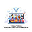 © Case - A digital illustration showing people celebrating cultural traditions on a screen