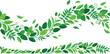 © Shilpi - Fresh Green Tea and Mint Leaves Vector Border Set with Swirling Botanical Branches Swirls and Flying Foliage Elements Graphic Illustration