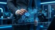 © Ridwan_DigitalGrid - Global business strategy and problem solving concept with businessman assembling futuristic glowing digital jigsaw puzzle piece into worldwide network map.