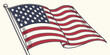 © AX - American flag waving on pole cream background usa flag stars and stripes united states hand drawn line art patriotism illustration independence national patriotic symbolic sketch style