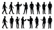 © Asad - Detailed set of black silhouettes representing diverse people in various standing and walking poses vector illustration