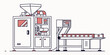 © Sp - Industrial packaging and conveyor belt system illustration with assembly line machinery packaging conveyor industrial automation production manufacturing equipment technology automated