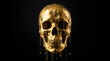 © Carolina Mejía A - golden skull with dripping liquid black background