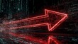 © Ali - Technology red wireframe arrow representing digital data flow and future progress within an abstract binary code environment, symbolizing advancement and connectivity.