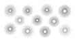 © Daniel - Collection of various geometric sunburst and starburst line icons in different styles and complexities for graphic design.