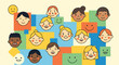 © Junet - A diverse group of smiling cartoon faces