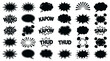 © Design Paradise - Dynamic comic book sound and speech bubble silhouette vector collection for graphic design, featuring various explosive effects and expressive dialogue frames